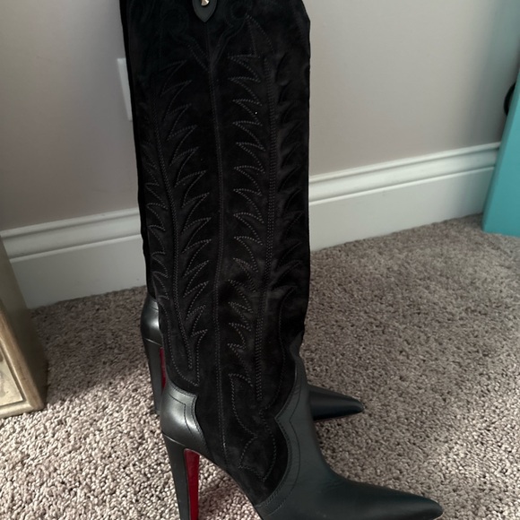 Christian Louboutin Black Moulamax Heeled Boots Size 39.5 - Picture 9 of 9